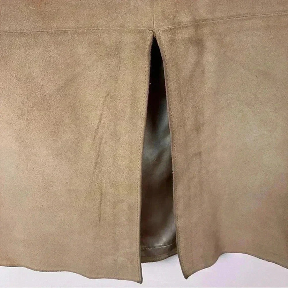 BANANA REPUBLIC  Y2K  Size 6 Tan Leather/Suede Front Slit  Skirt VINTAGE - Picture 2 of 15
